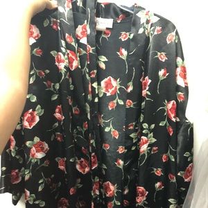 Black and red silk robe